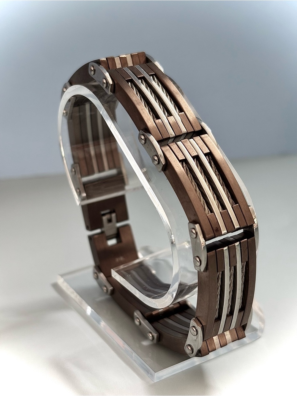 INOX Stainless Steel and Brass Bracelet with cable links